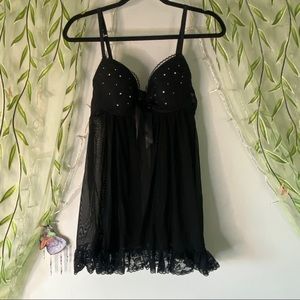 Black Lace & Rhinestone Babydoll